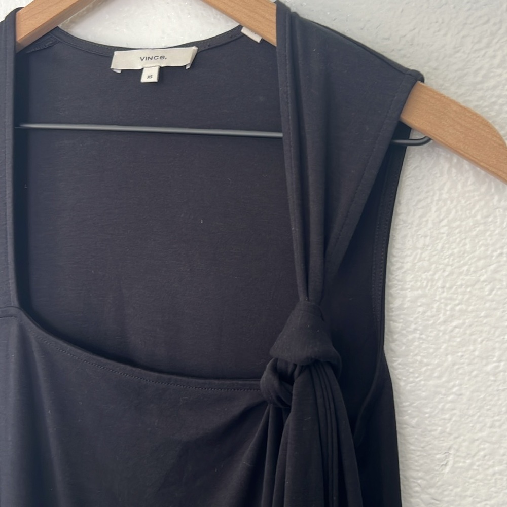 Vince Midi Dress in Black Belted Pima Cotton - Picture 7 of 11